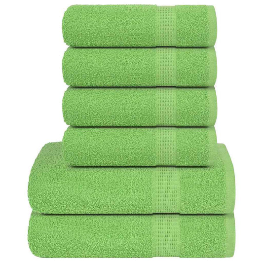 6 Piece Towel Set Apple Green 360 gsm 100% Cotton