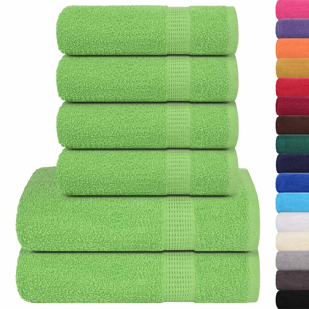 6 Piece Towel Set Apple Green 360 gsm 100% Cotton