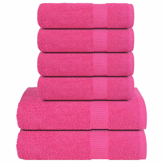 6 Piece Towel Set Pink 360 gsm 100% Cotton