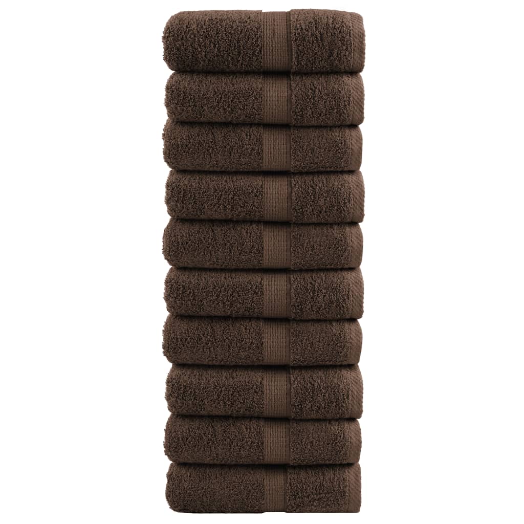 Premium Wash Towels SOLUND 10pcs Brown 30x30cm 600gsm