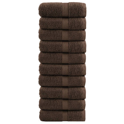 Premium Wash Towels SOLUND 10pcs Brown 30x30cm 600gsm