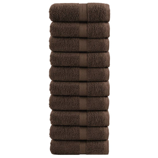 Premium Wash Towels SOLUND 10pcs Brown 30x30cm 600gsm