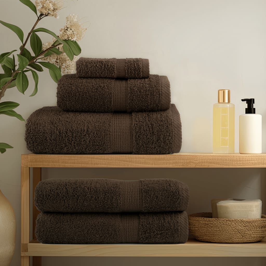 6 Piece Premium Towel Set SOLUND Brown 600 gsm