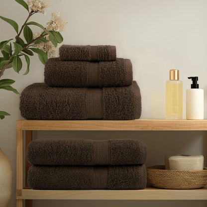 6 Piece Premium Towel Set SOLUND Brown 600 gsm