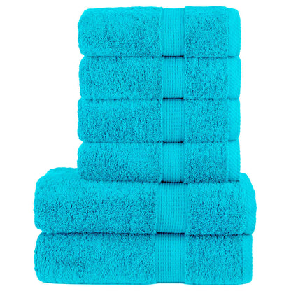 6 Piece Premium Towel Set SOLUND Turquoise 600 gsm