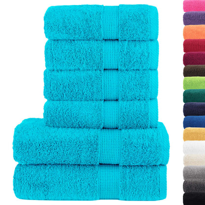 6 Piece Premium Towel Set SOLUND Turquoise 600 gsm