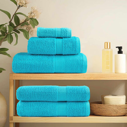 6 Piece Premium Towel Set SOLUND Turquoise 600 gsm