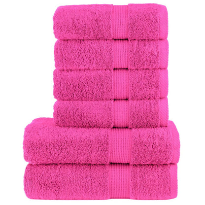 6 Piece Premium Towel Set SOLUND Pink 600 gsm