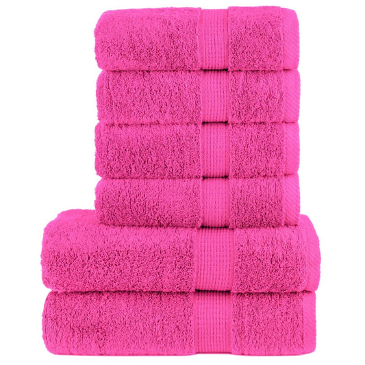 6 Piece Premium Towel Set SOLUND Pink 600 gsm