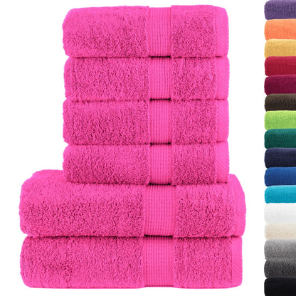 6 Piece Premium Towel Set SOLUND Pink 600 gsm