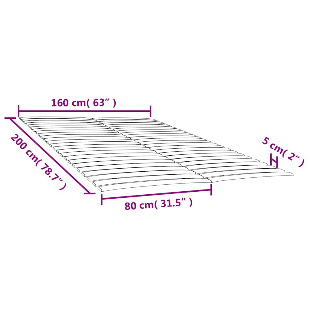 Bed Slats Replacements with 48 Slats 2 pcs 80x200 cm