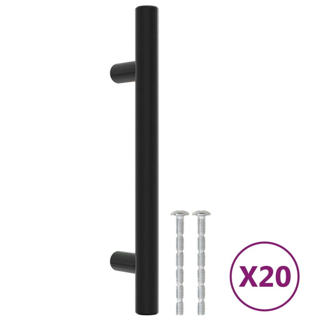 Cabinet Handles 20 pcs Black 96 mm Stainless Steel