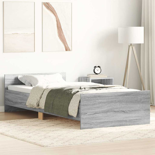 Bed Frame without Mattress Grey Sonoma 90x200 cm Engineered Wood