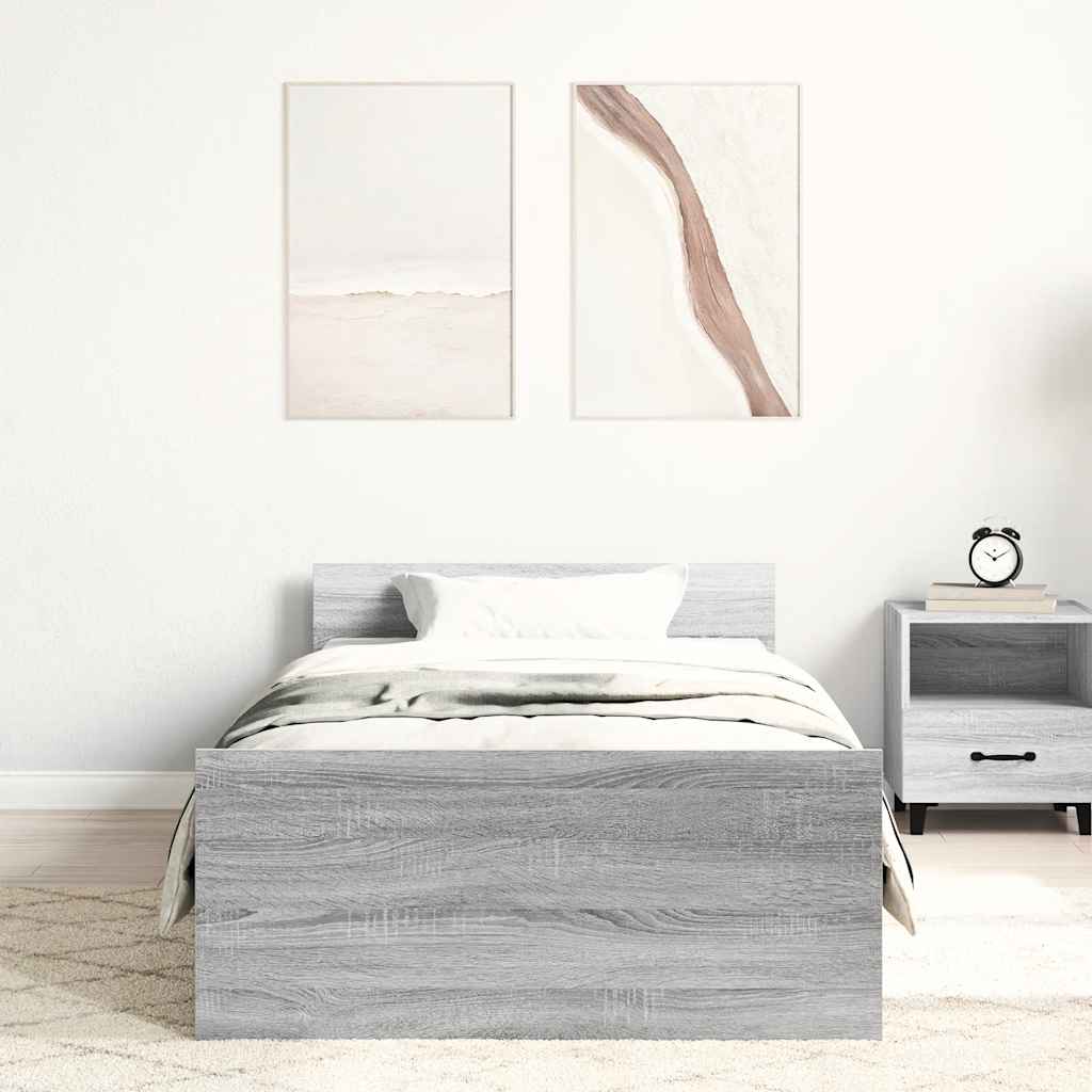 Bed Frame without Mattress Grey Sonoma 100x200 cm Engineered Wood