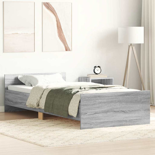 Bed Frame without Mattress Grey Sonoma 100x200 cm Engineered Wood
