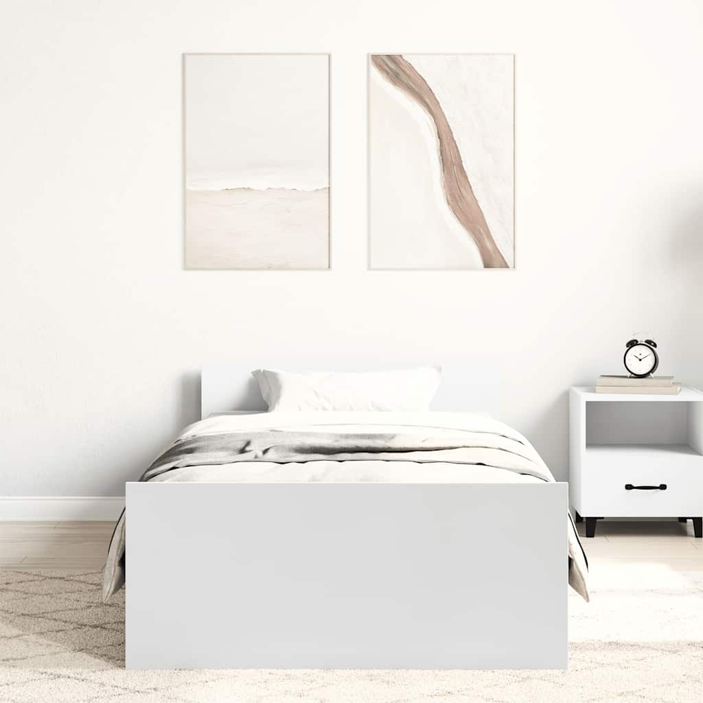 Bed Frame without Mattress White 90x190 cm Single Engineered Wood
