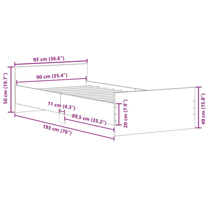 Bed Frame without Mattress White 90x190 cm Single Engineered Wood