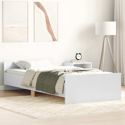 Bed Frame without Mattress White 90x190 cm Single Engineered Wood