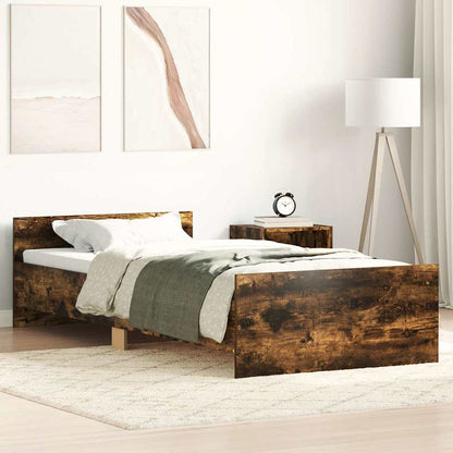 Bed Frame without Mattress Smoked Oak 90x190 cm Single Engineered Wood