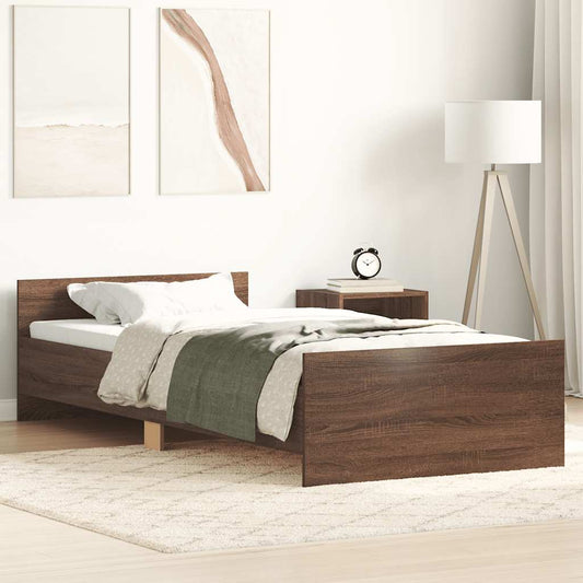 Bed Frame without Mattress Brown Oak 90x190 cm Single Engineered Wood