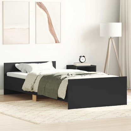 Bed Frame without Mattress Black 75x190 cm Small Single  Engineered Wood