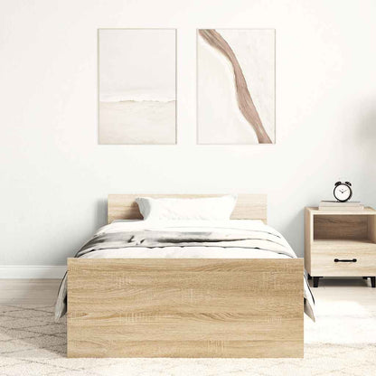Bed Frame without Mattress Sonoma Oak 75x190 cm Small Single  Engineered Wood