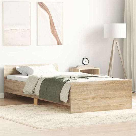 Bed Frame without Mattress Sonoma Oak 75x190 cm Small Single  Engineered Wood