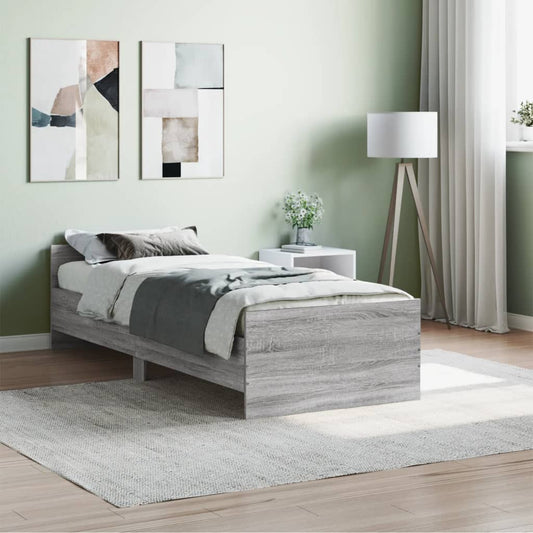 Bed Frame without Mattress Grey Sonoma 75x190 cm Small Single  Engineered Wood