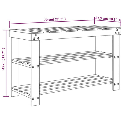 Shoe Rack 3-Tier 70x27.5x45 cm Bamboo