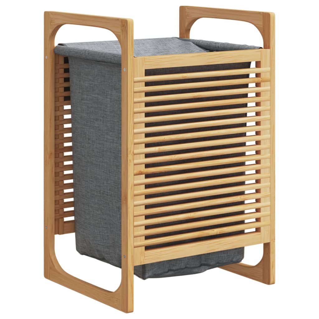 Laundry Basket with Grey Bag 32x30x36.5 cm Bamboo