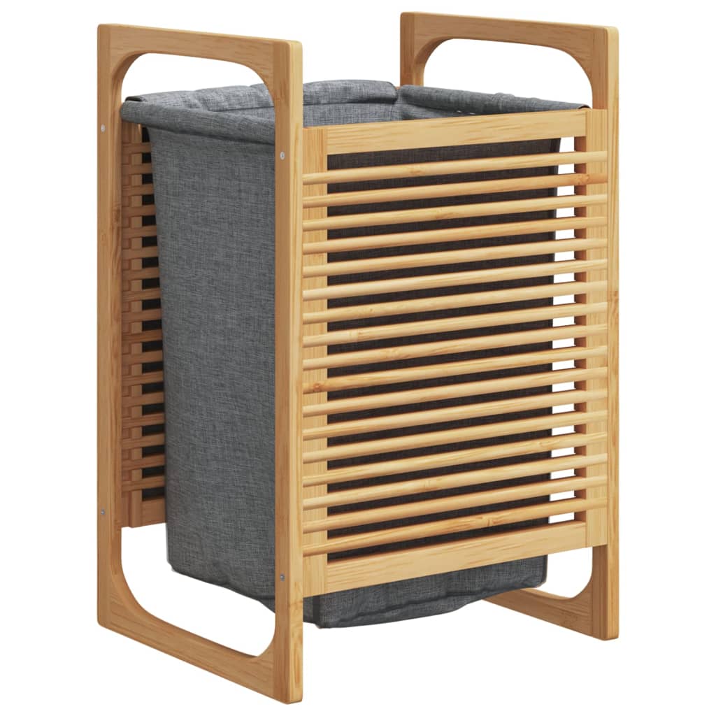 Laundry Basket with Grey Bag 32x30x36.5 cm Bamboo
