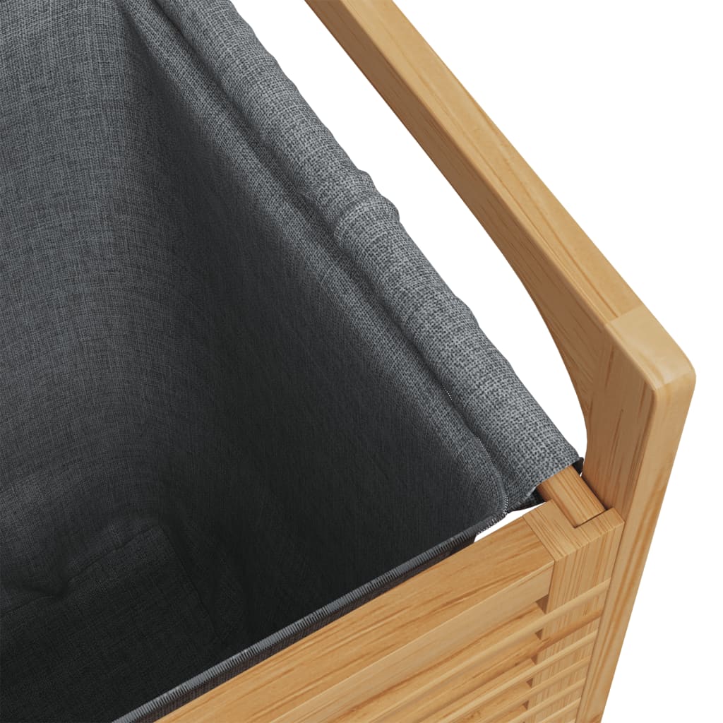 Laundry Basket with Grey Bag 32x30x36.5 cm Bamboo