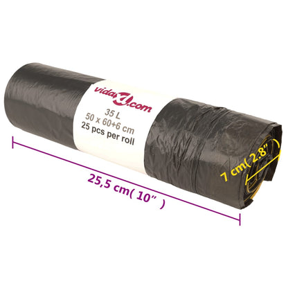 Bin Bags with Drawstrings 250 pcs Black 35 L