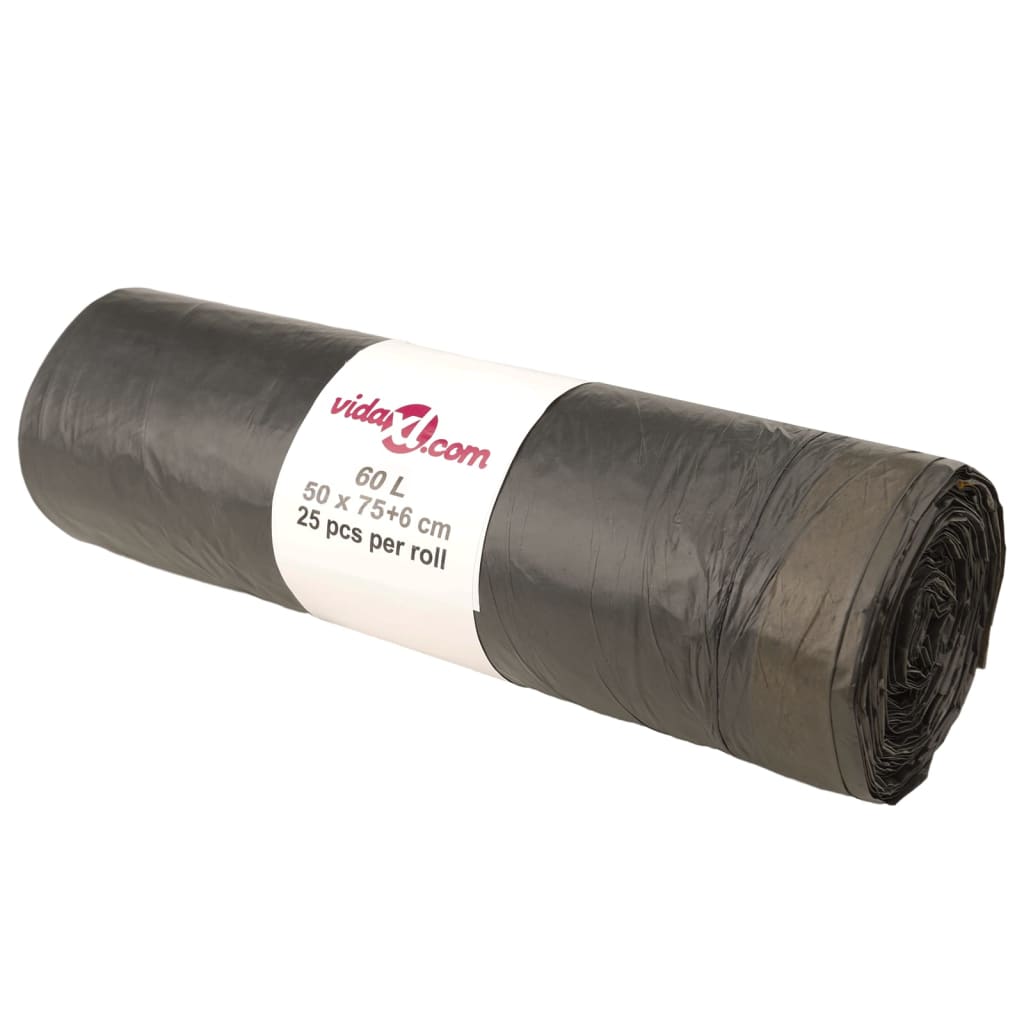 Bin Bags with Drawstrings 250 pcs Black 60 L