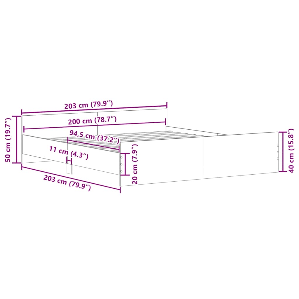 Bed Frame without Mattress White 200x200 cm