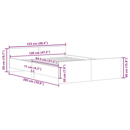 Bed Frame without Mattress White 120x200 cm