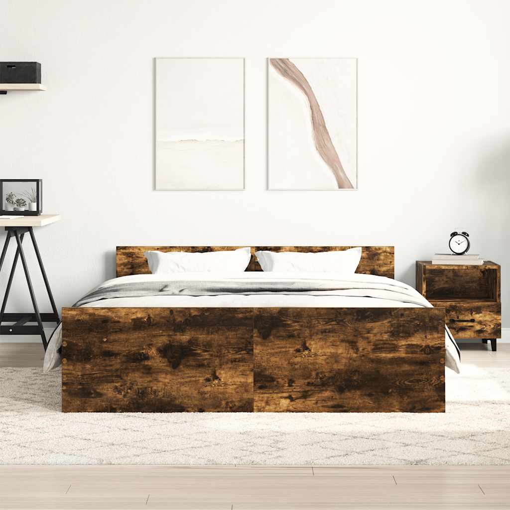 Bed Frame without Mattress Smoked Oak 120x200 cm