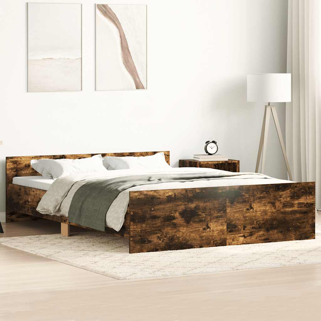 Bed Frame without Mattress Smoked Oak 120x200 cm