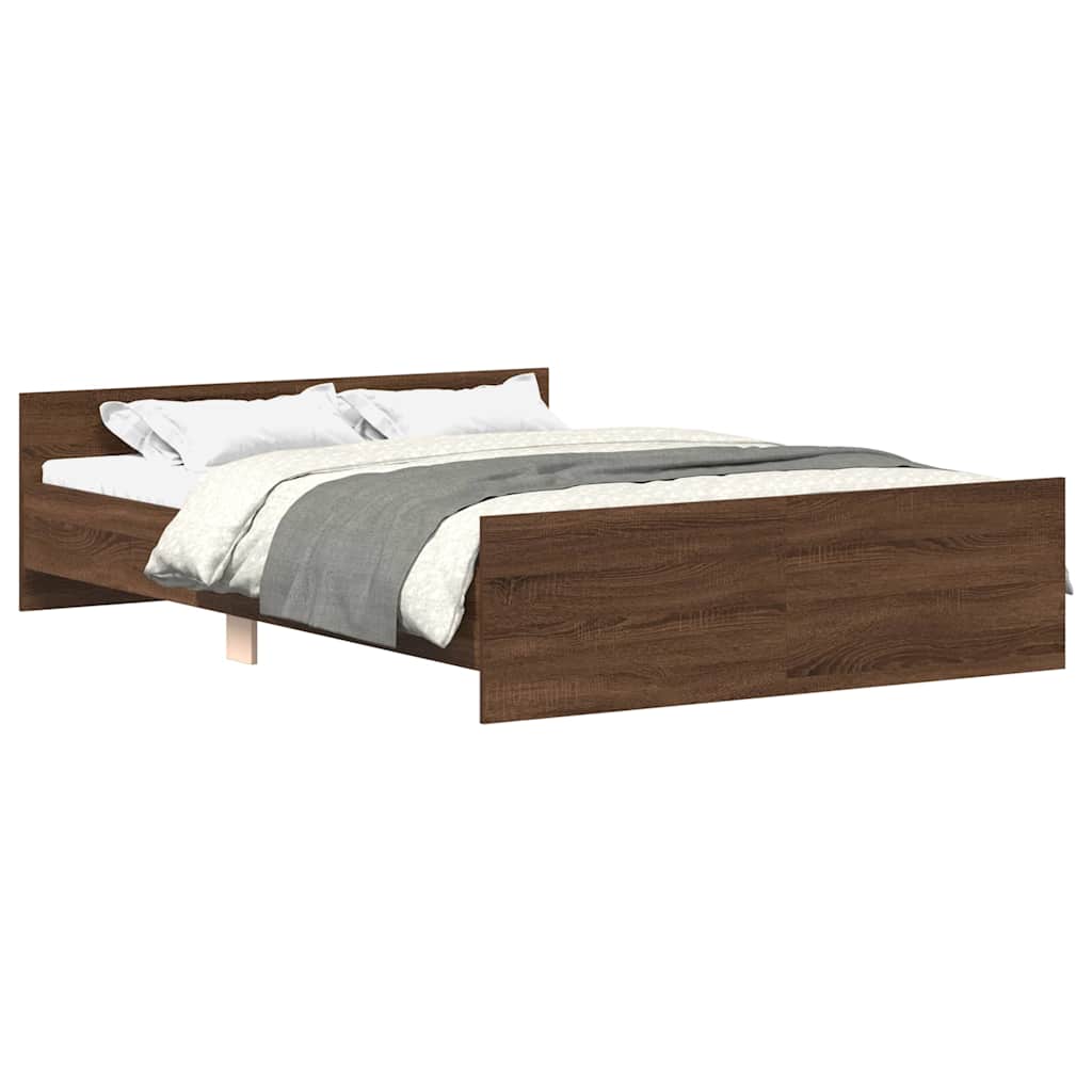 Bed Frame without Mattress Brown Oak 140x200 cm