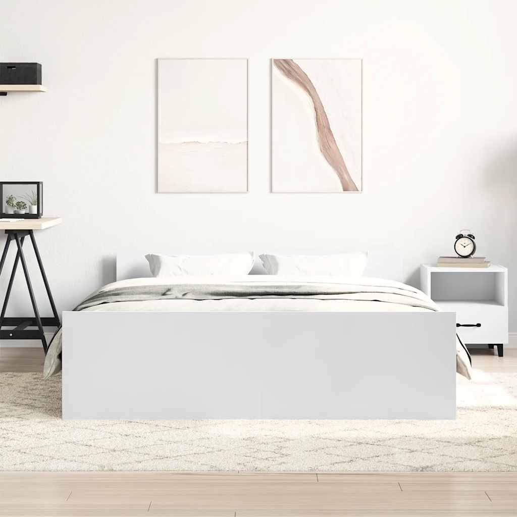 Bed Frame without Mattress White 150x200 cm King Size