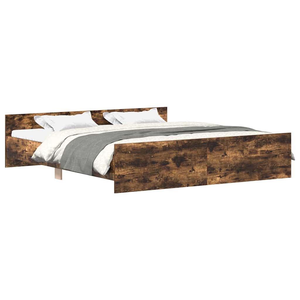 Bed Frame without Mattress Smoked Oak 160x200 cm