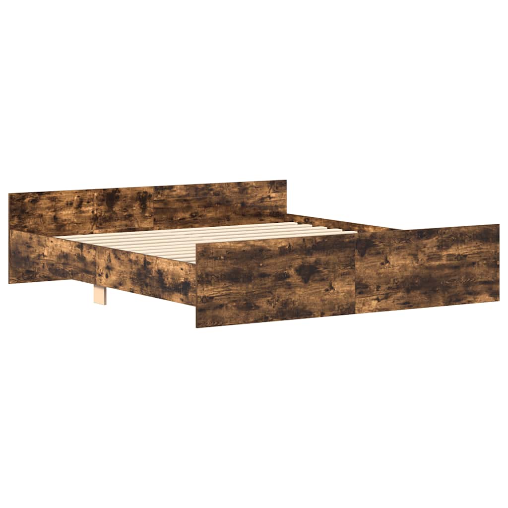 Bed Frame without Mattress Smoked Oak 160x200 cm