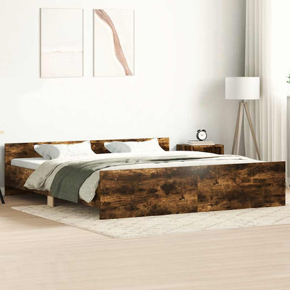 Bed Frame without Mattress Smoked Oak 180x200 cm Super King