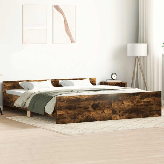 Bed Frame without Mattress Smoked Oak 180x200 cm Super King