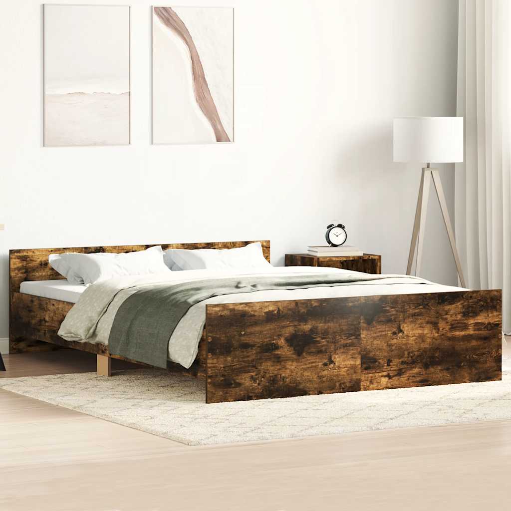Bed Frame without Mattress Smoked Oak 120x190 cm Small Double