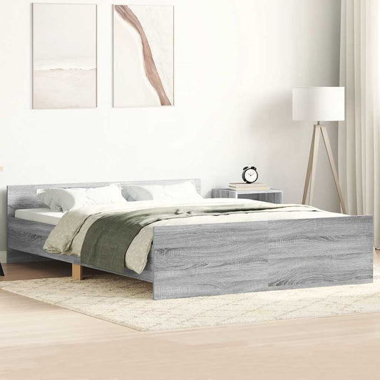 Bed Frame without Mattress Grey Sonoma 140x190 cm