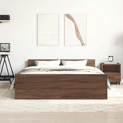 Bed Frame without Mattress Brown Oak 140x190 cm