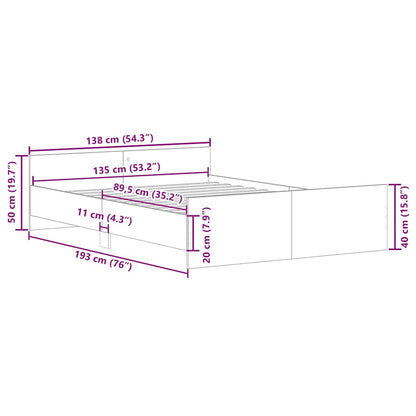 Bed Frame without Mattress Concrete Grey 135x190 cm Double
