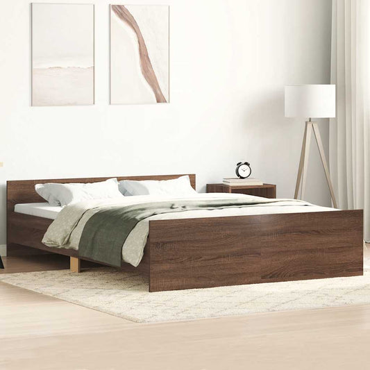 Bed Frame without Mattress Brown Oak 135x190 cm Double