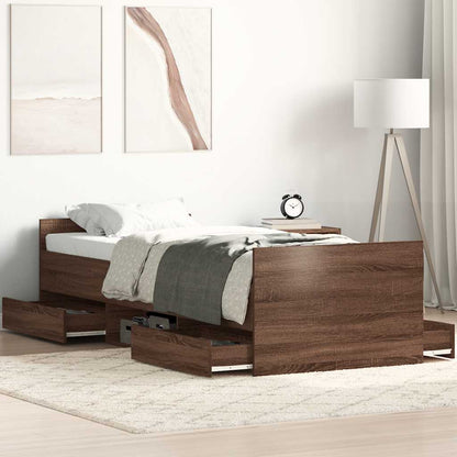 Bed Frame without Mattress Brown Oak 100x200 cm